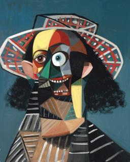 George Condo - Multi-Colored Farmer