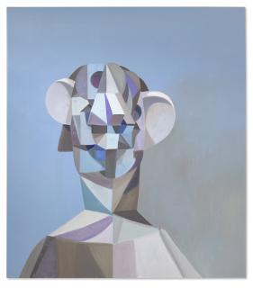 George Condo - Portrait Composition in Blue and Grey