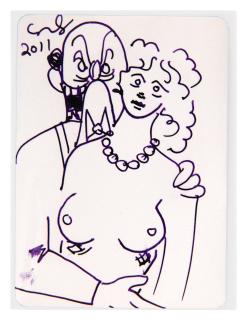 George Condo - Untitled (Mental States Playing Card Drawing)