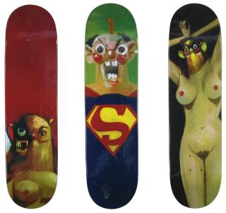 George Condo - Untitled (Skateboard Deck) [Three Works]