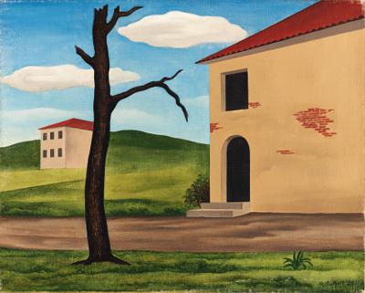George Copeland Ault - Landscape with Building and Leafless Tree