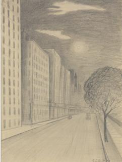 George Copeland Ault - Moonlight on Fifth Avenue