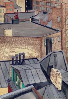 George Copeland Ault - Village Roofs