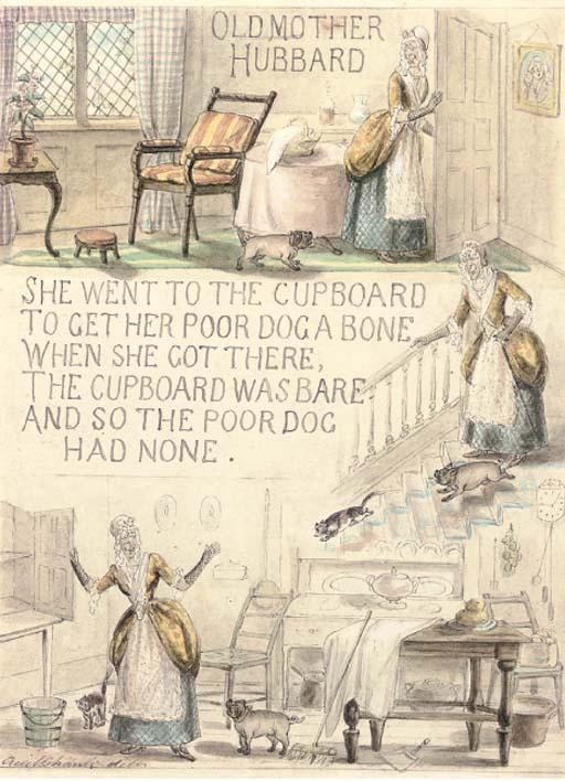 George Cruickshank, Sen. - Illustrations For \'Old Mother Hubbard\'