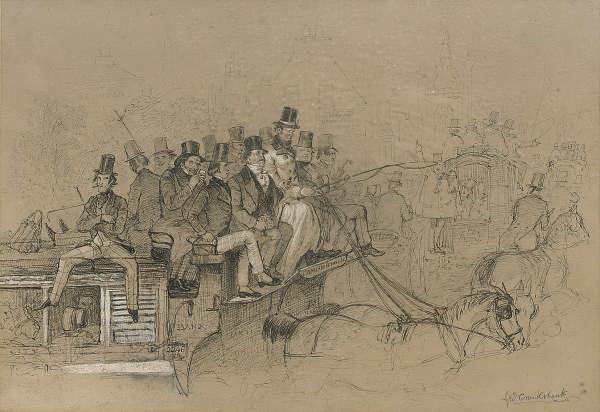 George Cruickshank - The coach to Camberwell; and The coach to Elephant and Castle