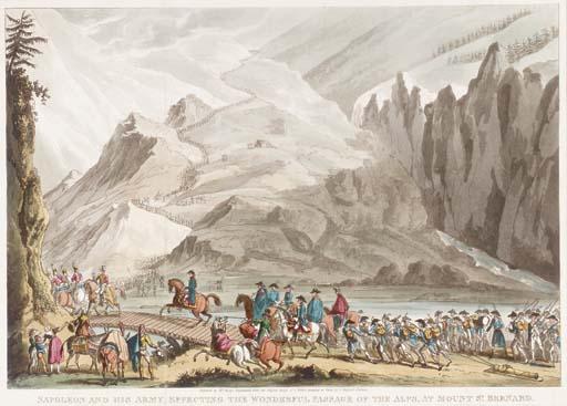 George Cruikshank - Napoleon and his army effecting the Wonderful Passage of the Alps at Mount St. Bernard; and five plates from the same series