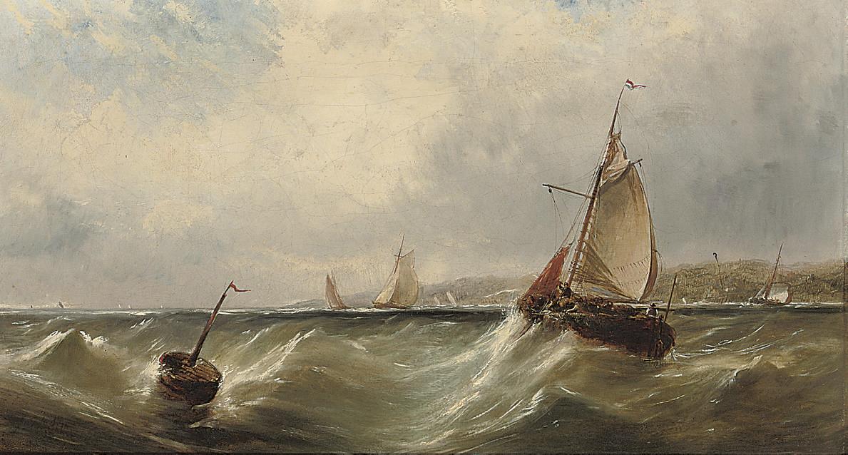 George D. Callow - Fishing vessels off the coast in a stiff breeze