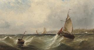 George D. Callow - Fishing vessels off the coast in a stiff breeze