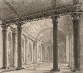 George Dance Jun., R.A., F.R.S., F.S.A. - View of the interior of a basilica