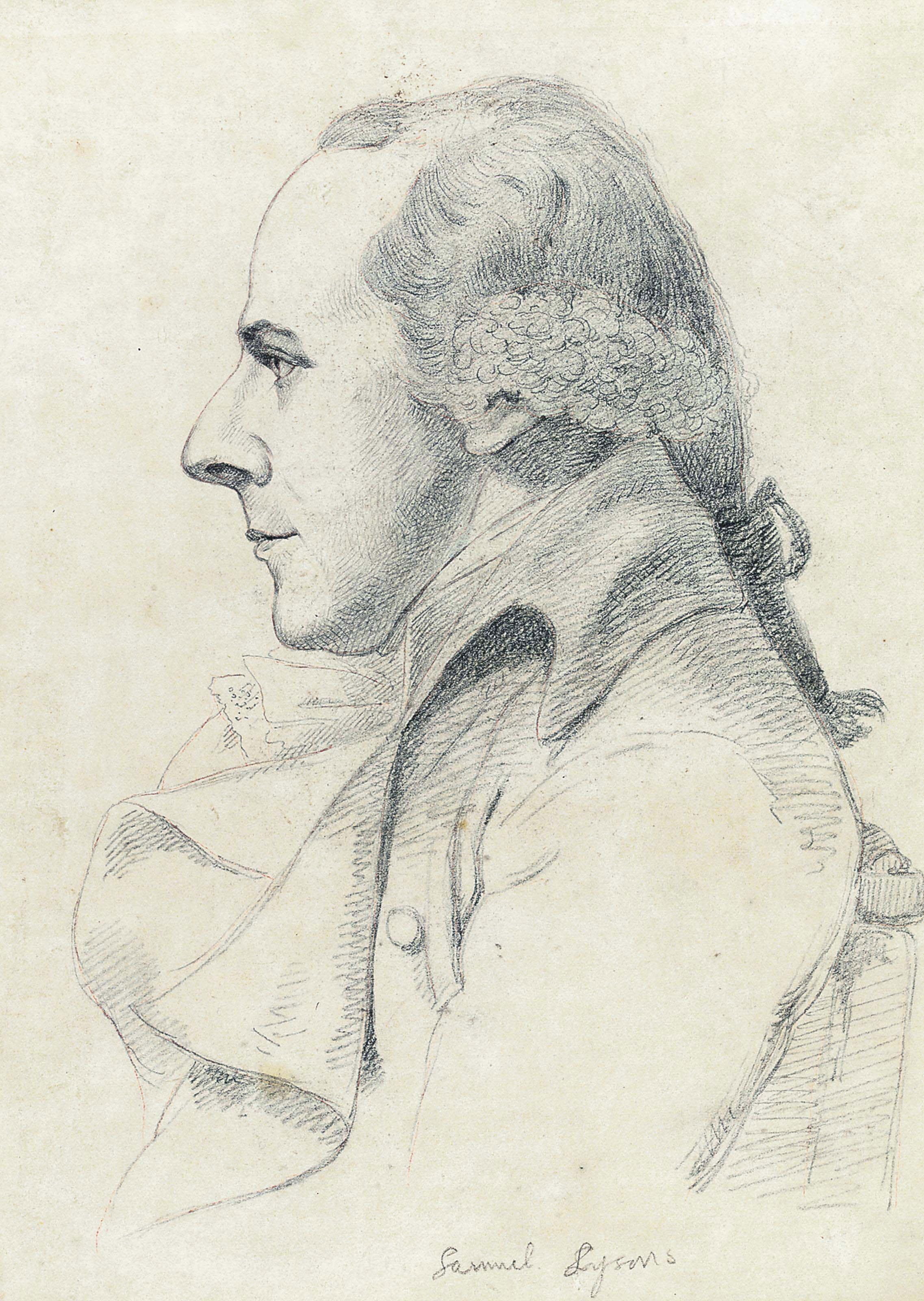 George Dance, R.A., F.S.A. - Portrait of Samuel Lysons, half-length, in profile to the left