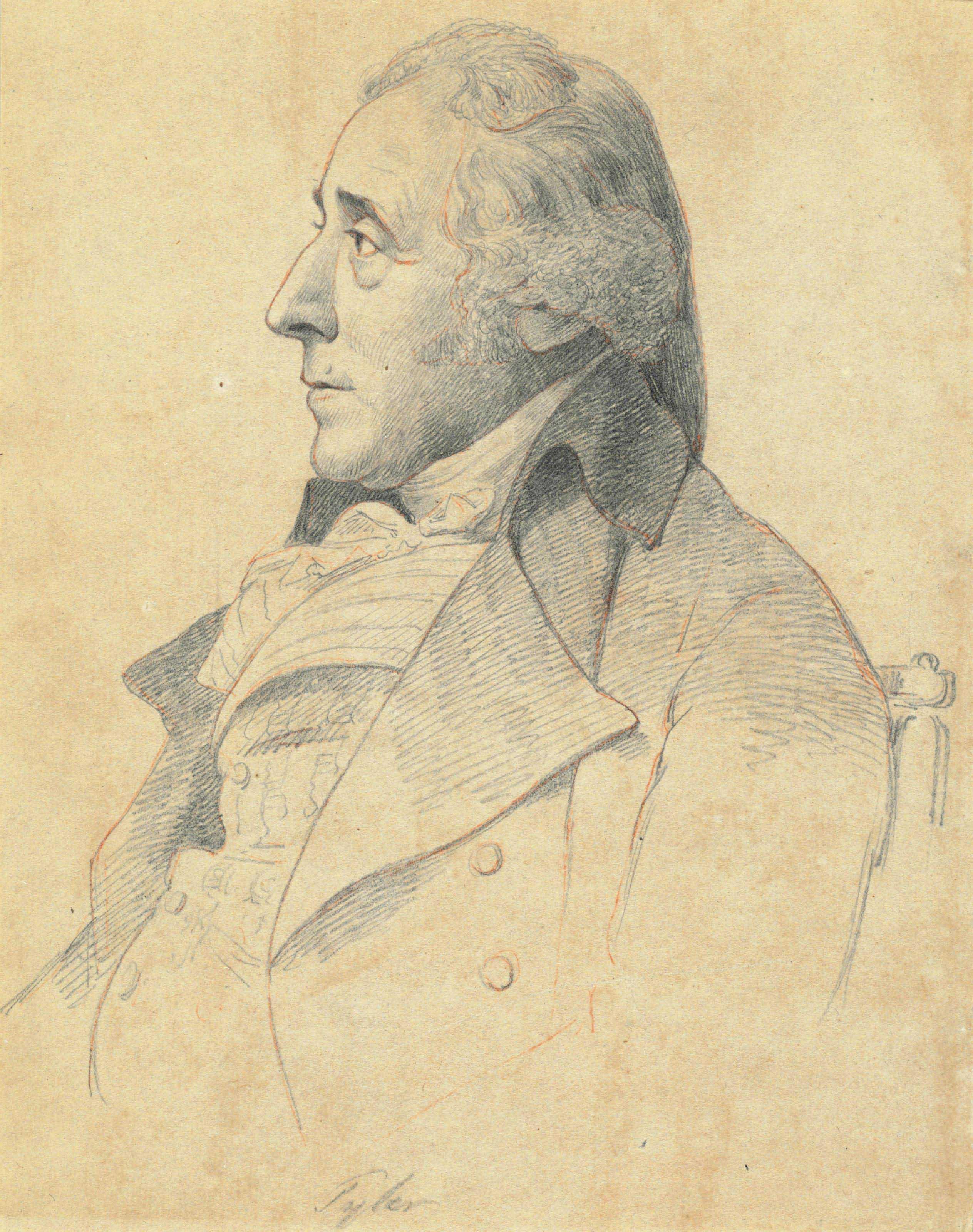 George Dance, R.A., F.S.A. - Portrait studies of Thomas Hardwick (1752-1829), William Tyler, R.A. (d. 1801) (illustrated), and Joseph Wilton, R.A. (1722-1803)