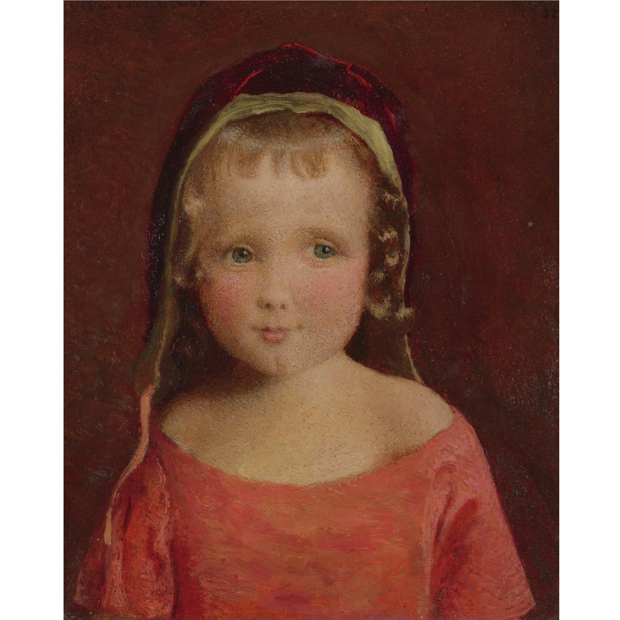 George De Forest Brush - Little Girl in a Crimson Bonnet, 1931