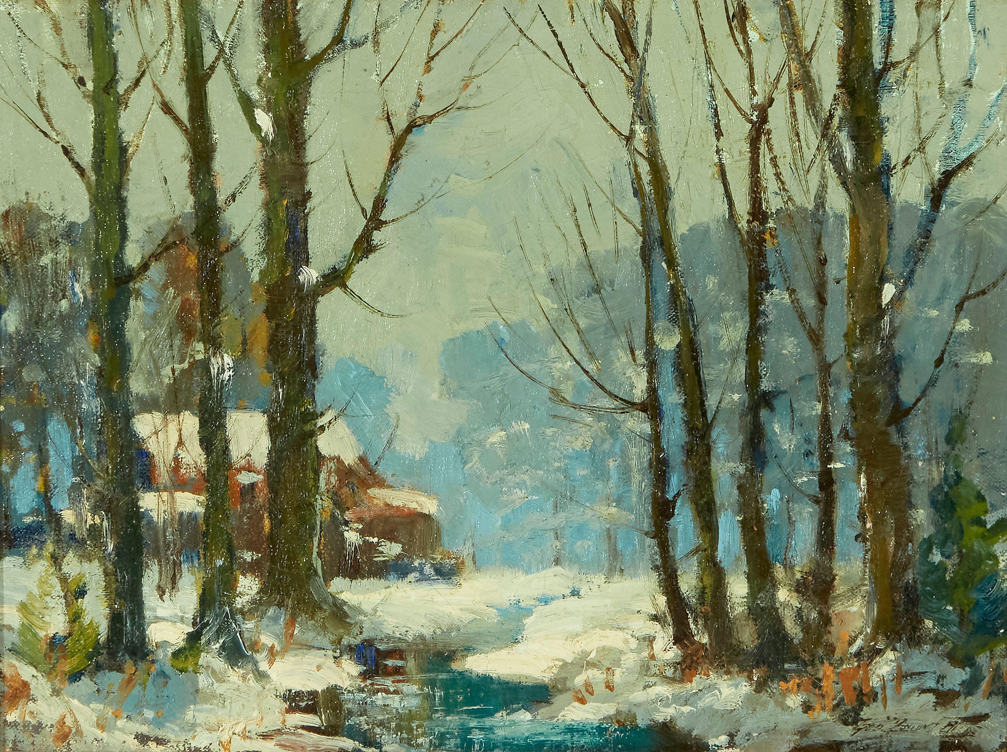 George Demont Otis - After the Snow 12 x 16 in. framed 16 3/4 x 20 3/4 in.