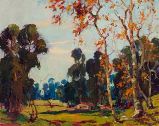 George Demont Otis - Cabin Amongst the Sycamores 24 x 30 in. framed 29 3/4 x 35 3/4 in.