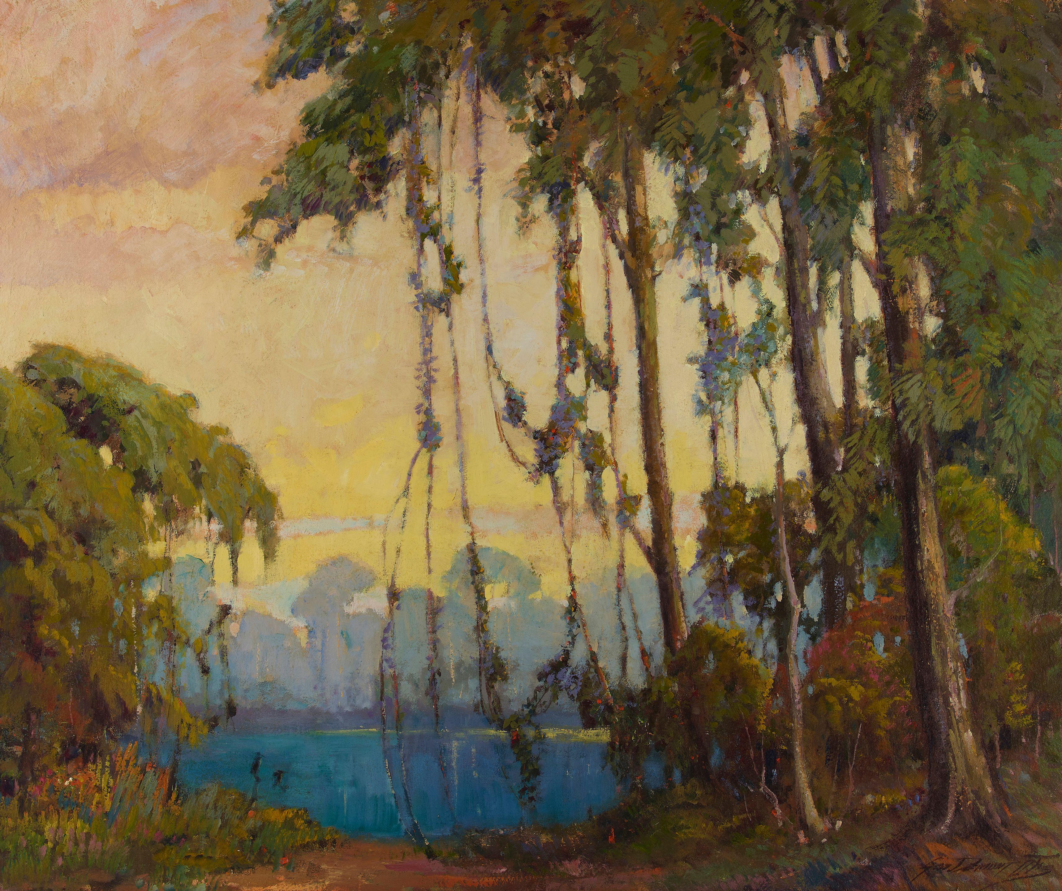 George Demont Otis - Woodland Harp 30 x 36 in. framed 37 1/2 x 43 1/2 in.