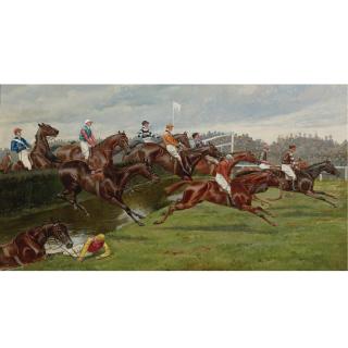 George Derville Rowlandson - British The Liverpool Grand National At Aintree