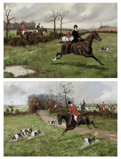 George Derville Rowlandson - On the scent; and Clearing the hedge