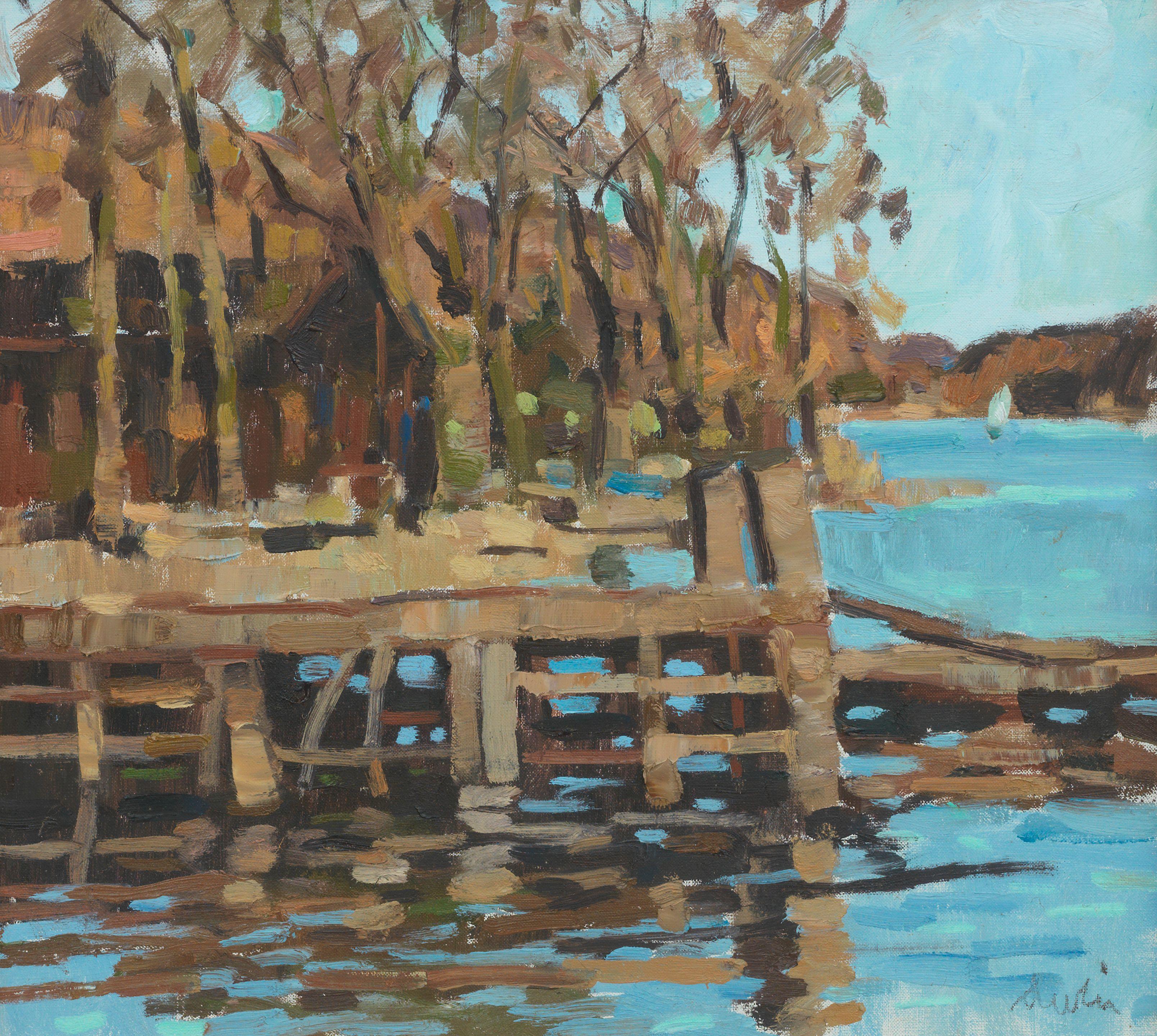 George Devlin RSW - By a lakeside