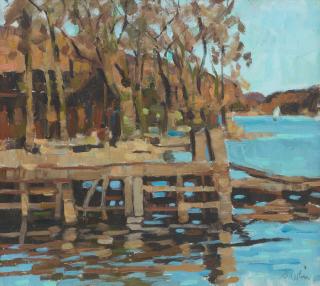 George Devlin RSW - By a lakeside