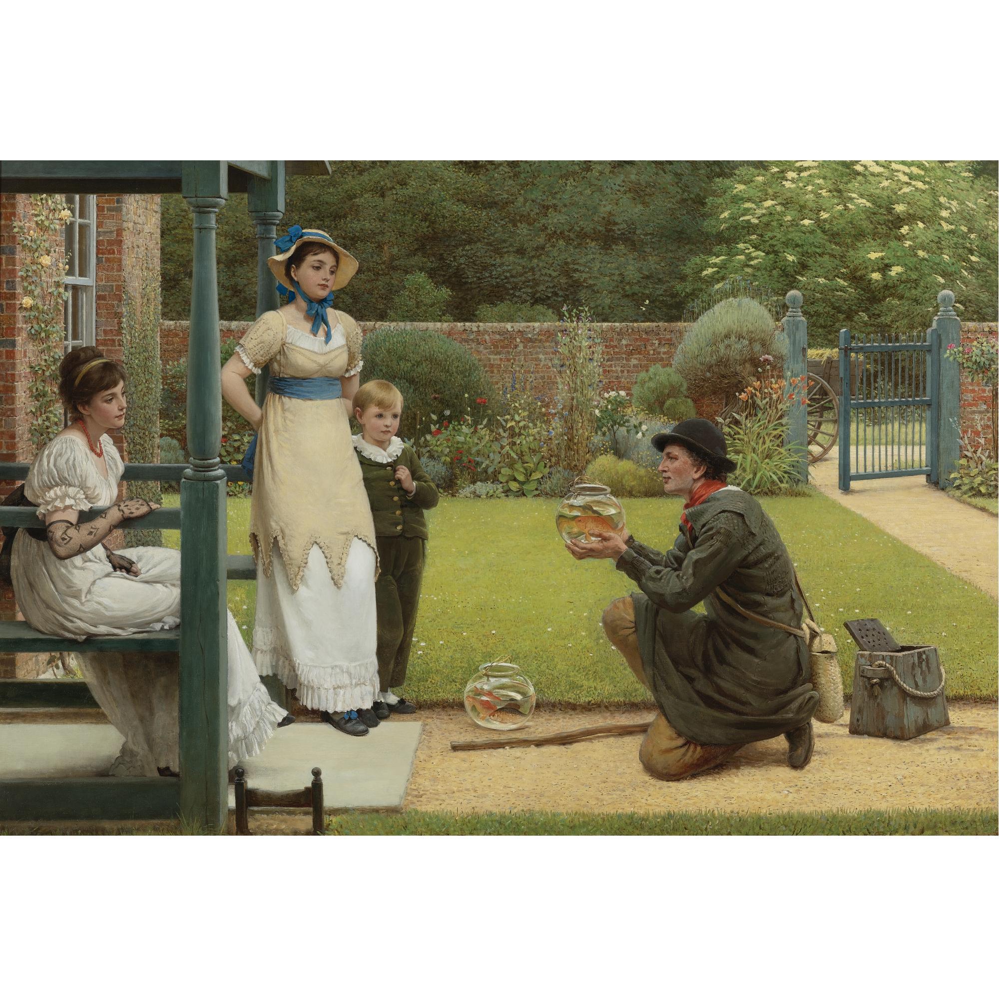 George Dunlop Leslie, R.A. - British The Goldfish Seller
