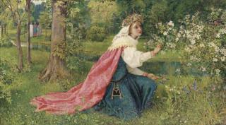 George Dunlop Leslie, R.A. - Matilda - Dante, Purgatorio, Canto 28  \'For thou, Lord, hast made me glad through thy work; I will triumph in the works of thy hands\' - Psalm XCII, 4