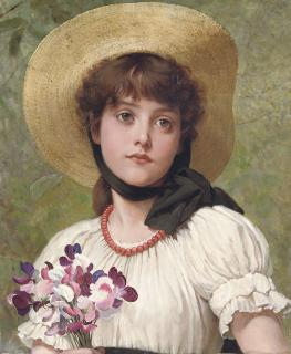 George Dunlop  Leslie, R.A. - Sweetpeas