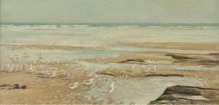George Edward Lodge - Seagulls On A Beach