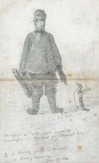 George Edward Marston - Hussey With His Banjo On Elephant Island, June 1915