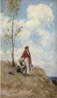 George Edward Robertson, R.B.A. - A view from the hills