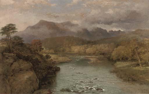 George Edwards Hering - A Winding River With Hills Beyond