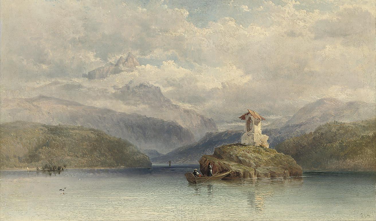 George Edwards Hering - Visiting the shrine, possibly Lake Lugano