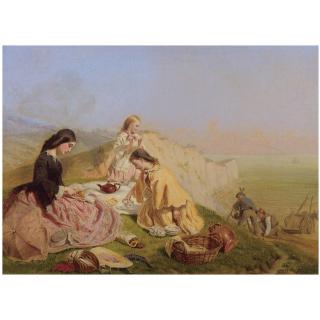 George Elgar Hicks, R.B.A. - Picnic On The Cliffs