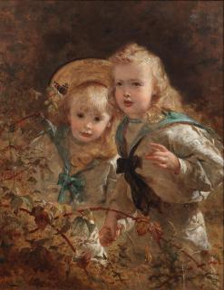 George Elgar Hicks, RBA - Mrs. Chas Rose\'s two boys hunting butterflies