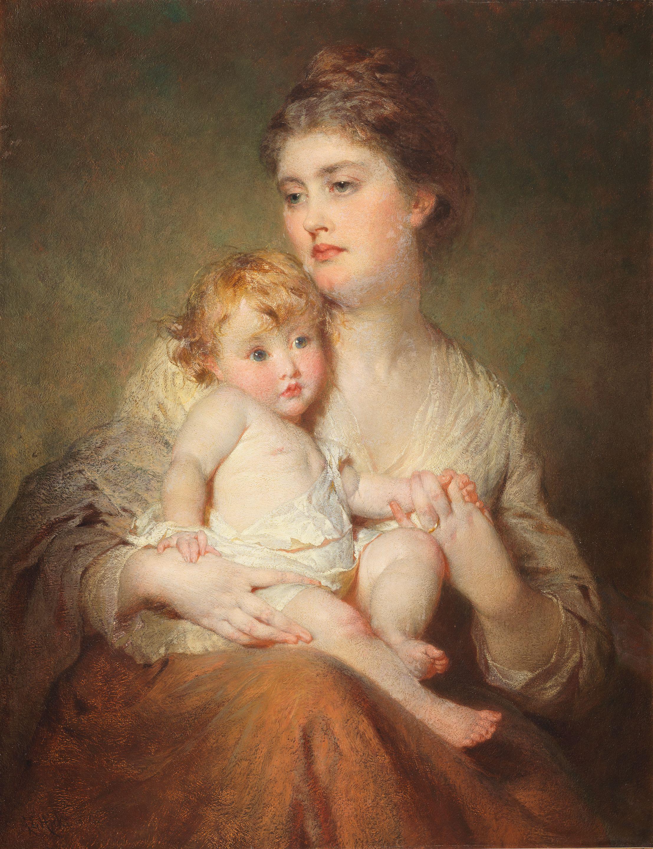 George Elgar Hicks, RBA - The Duchess of St. Albans and son
