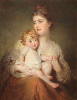George Elgar Hicks, RBA - The Duchess of St. Albans and son