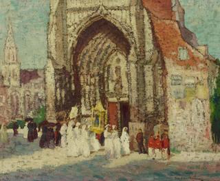 George Elmer Browne - Cathedral 21 1/2 x 25 1/2 in. framed 27 x 32 in.