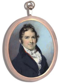 George Engleheart - A Young Gentleman, In Black Coat, Red Waistcoat And Frilled Cravat, An Eye-Glass Suspended From His Jacket