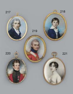 George Engleheart - A Young Gentleman In Blue Coat With Black Collar, White Waistcoat And Knotted Cravat, Powdered Curling Hair