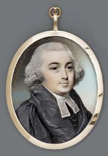 George Engleheart - Rev. Dr John Warren, Bishop of St David and Bangor (1730-1800), facing right in black gown and white bands, powdered hair