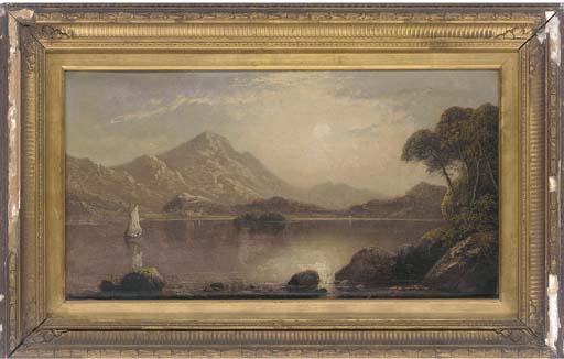 George F. Buchanan - Sailing on a tranquil lake; and A boat moored beside a lake