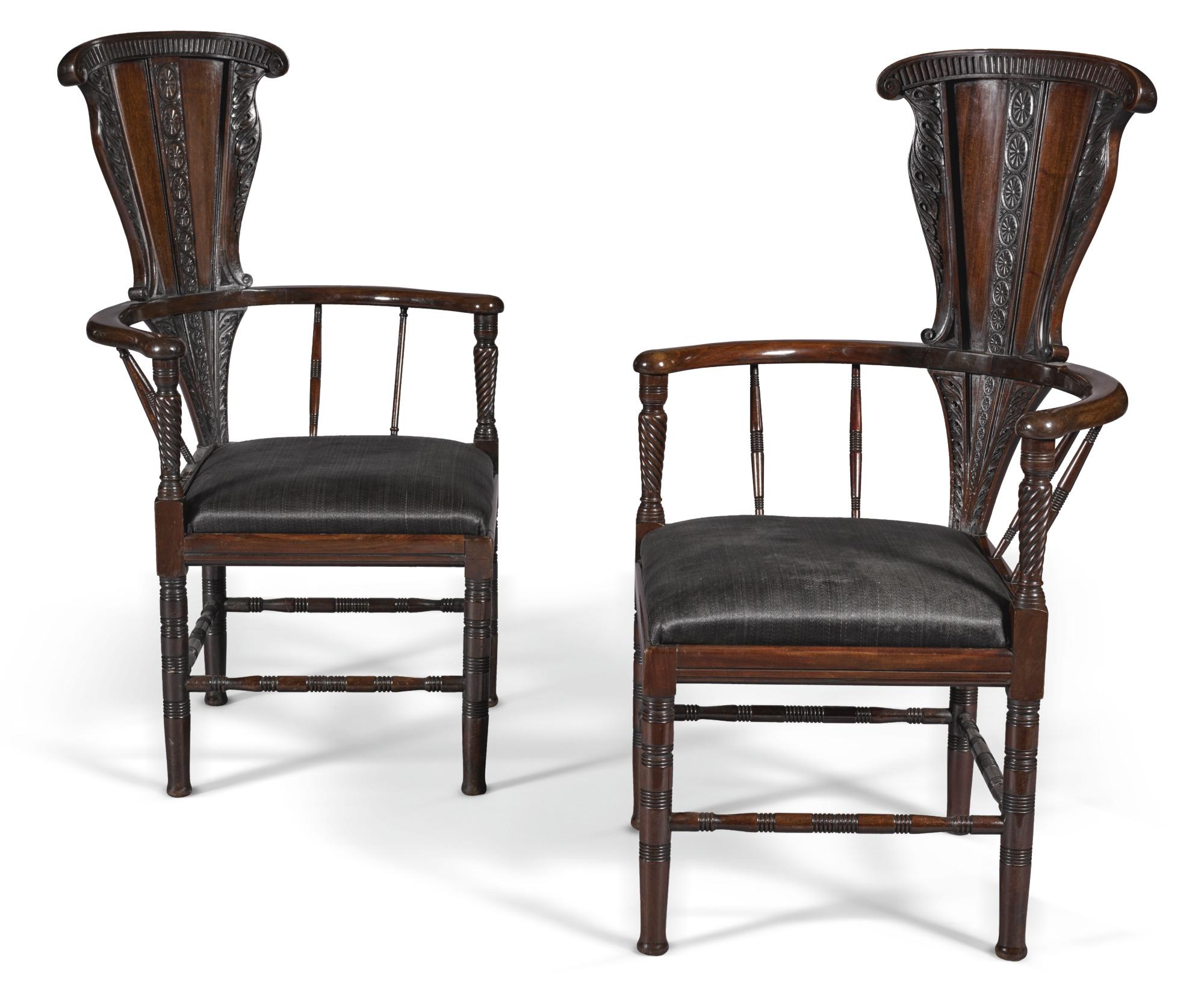 George Faulkner Armitage - Pair Of Fine Art Society Gallery Armchairs