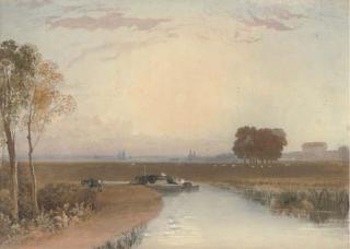 George Fennel Robson, P.O.W.S. - Barging On The Fens