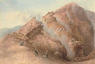 George Fennel Robson, P.O.W.S. - Grand Tourists Reaching The Peak of A Volcano