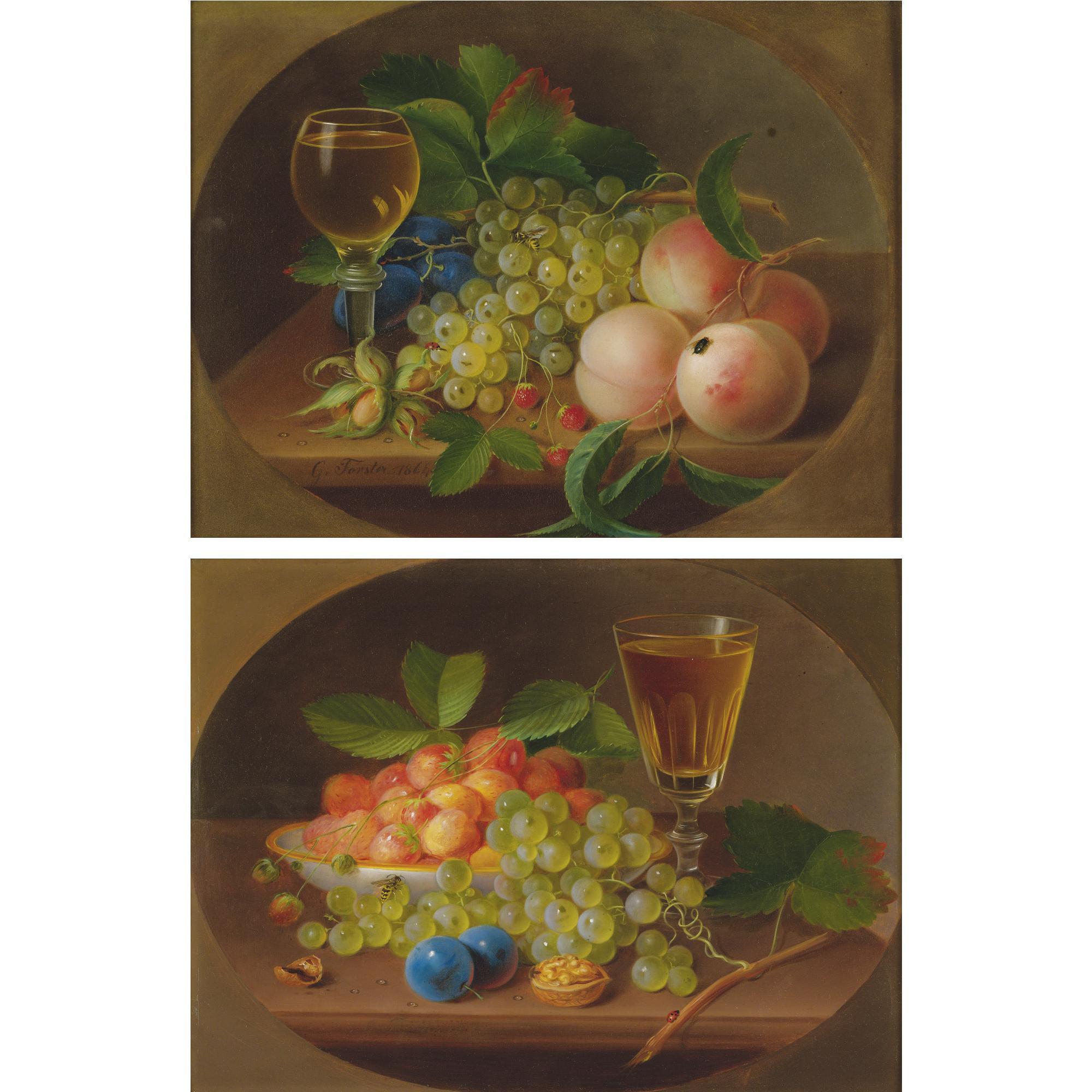 George Forster - Still Life With Grapes:  A Pair Of Paintings