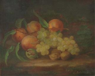 George Forster - Still Life With Peaches, Grapes And Walnut