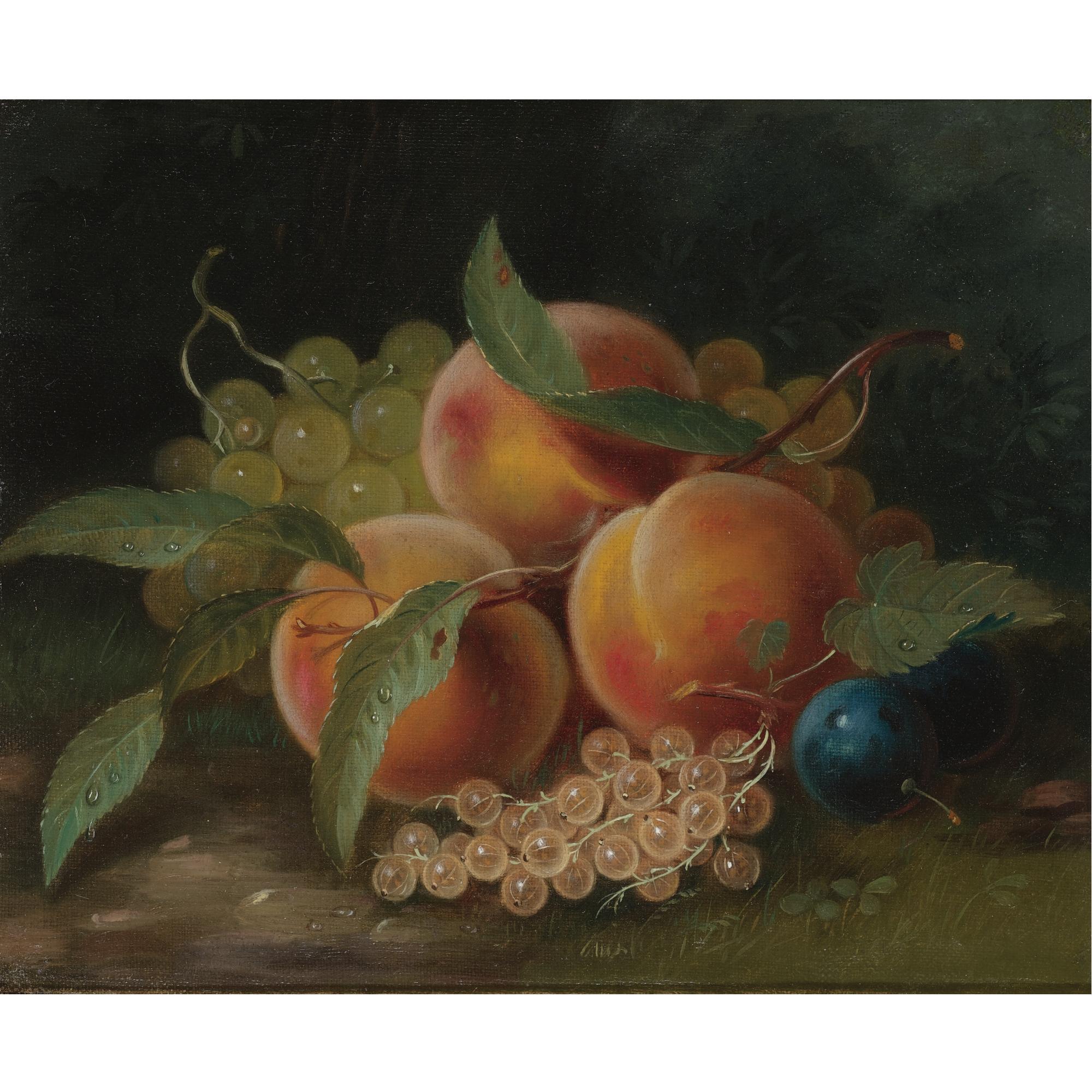 George Forster - Still Life With Peaches, Plums And Grapes