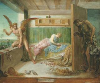 George Frederic Watts, O.M., R.A. - \'When Poverty comes in at the Door, Love flies out at the Window\' (German proverb)