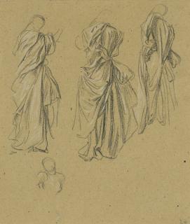 George Frederick Watts, O.M., R.A. - A Sheet Of Female Figure Studies For The Figure Of Death In ‘Love And Death’; And A Study Of A Seated Figure With One Arm Bent For Solon In \'Justice, A Hemicycle Of Lawgivers\'