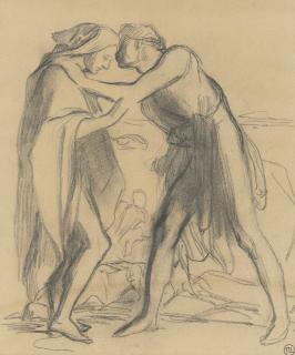 George Frederick Watts, O.M., R.A. - Study for Jacob and Esau; and A figure study of a female nude