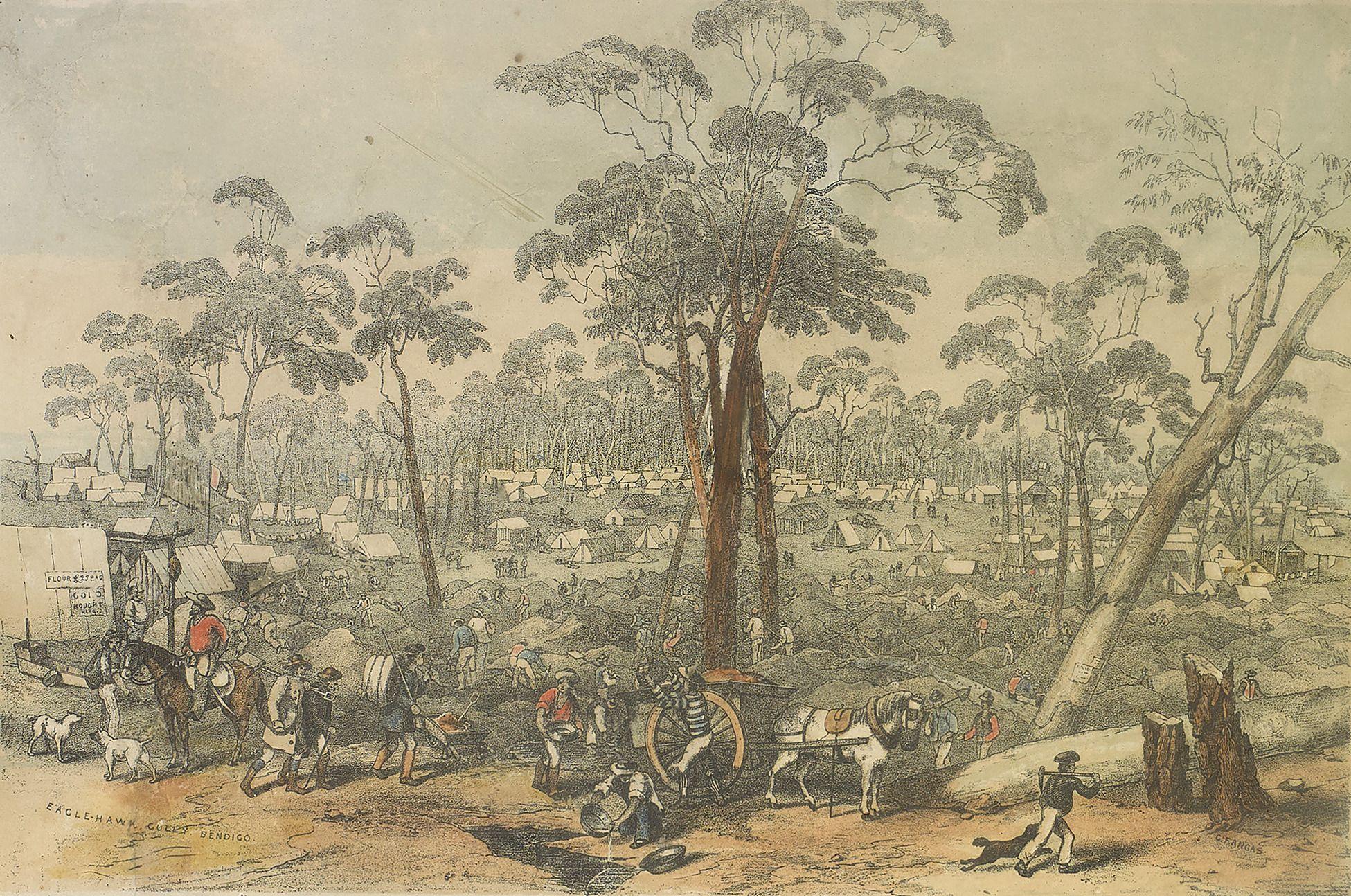 George French Angas - Eagle Hawk Gully, Bendigo, 1852